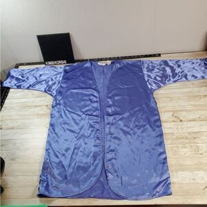 Vintage Gold Tag Victoria’s Secret Periwinkle Blue Open Kimono Robe No Belt Med‎